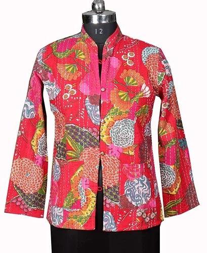 Collar Neck Woolen Kantha Jacket, Size : Medium