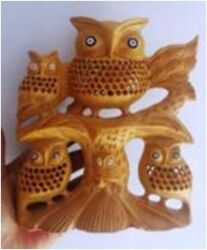 Wooden Undercut Owl, Color : Brown