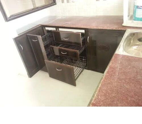 PVC Kitchen Cabinet, Color : Brown