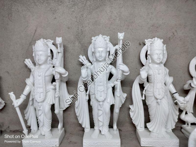 White Carved marble ram darbar, for House temple, Packaging Type : Thermocol Box, Carton Box