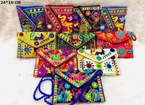 Multicolor Fashion Ladies Bag Embroidery Banjara Clutch Bag Purse