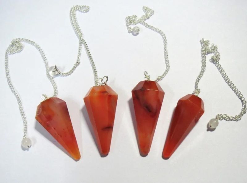 Cone 6 Faceted Crystal Stone Pendulum, Color : Red
