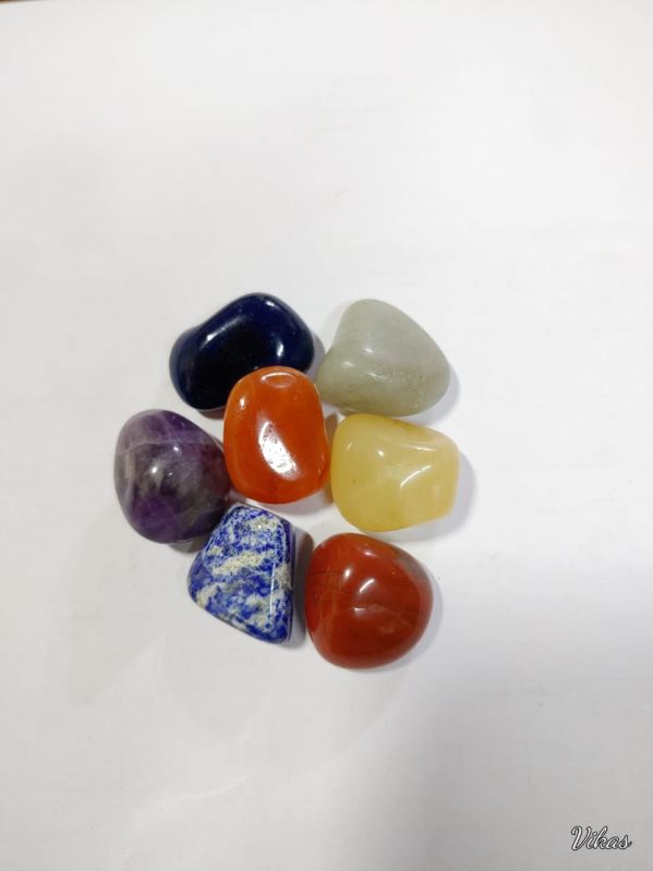 7 Chakra Stone Tumble Set, Gemstone Size : 15-20mm