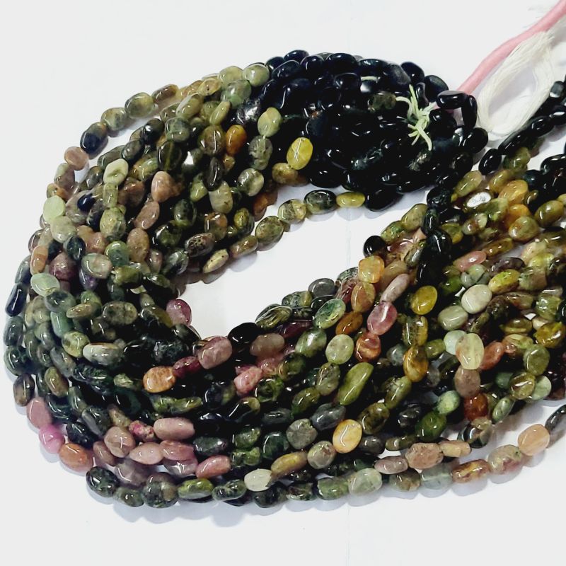 Multi Tourmaline Smooth Oval gemstone Beads