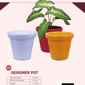Round Designer Polymer Pot, for Home Decoration, Size : 7 Inch