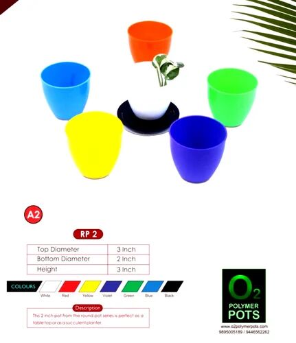 Round RP 2 Polymer Pot, for Decoration, Portable Style : Standing