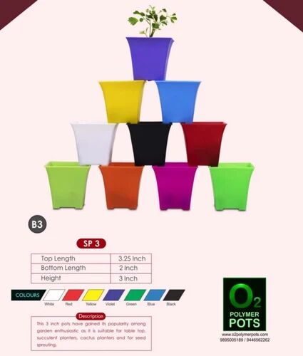 Plastic SP 3 Square Pot, Color : Green, Red, Blue, Yellow, White