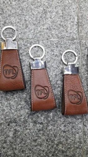 Leather keychain, Color : Tan brown