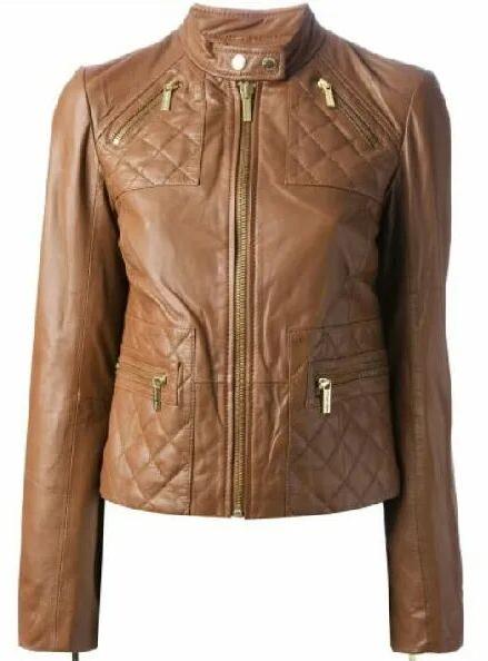 Zairah Ladies Leather Motorcycle Jacket, Size : L.