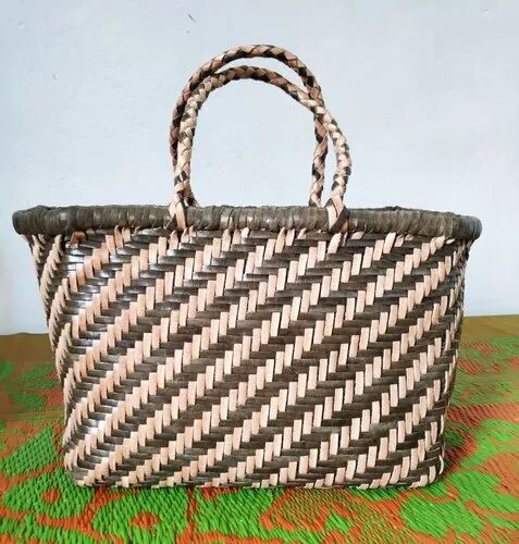 Woven Leather Tote Bag, Color : Military green