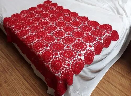 Cotton Crochet Bed sheet, Color : White,   Cream