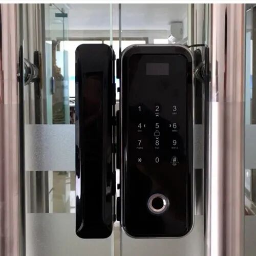 ABS Glass Door Smart Lock, Color : Black