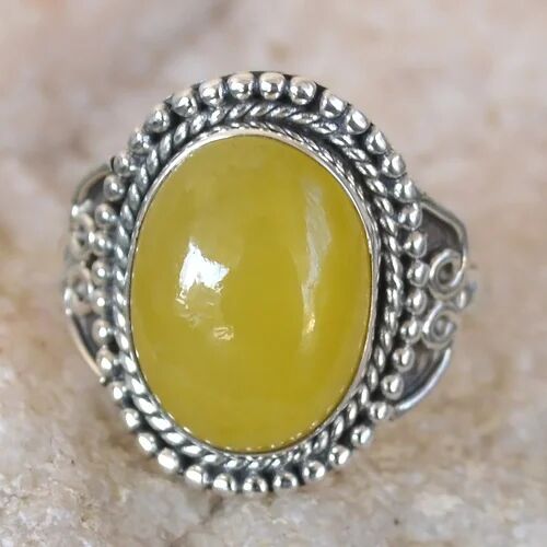 Yellow Silver Jade Ring, Size : 5, 6, 7, 8, 9, 10