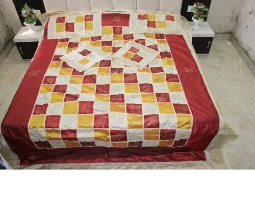 Patchwork Cotton Embroidery Bed Cover, Size : 90x108 Inch