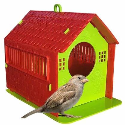 Plastic Decorative Bird House, Color : green red