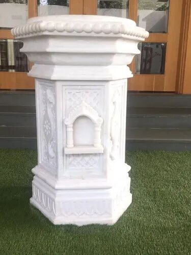 Marble Tulsi Stand, Color : White