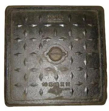 Square Cast Iron CI Manhole Cover, Color : Black