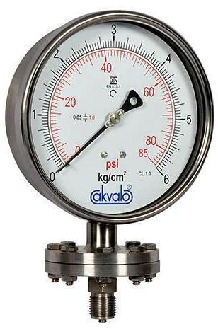 Akvalo Steel Diaphragm Sealed Pressure Gauges, Connection : Bottom Connection