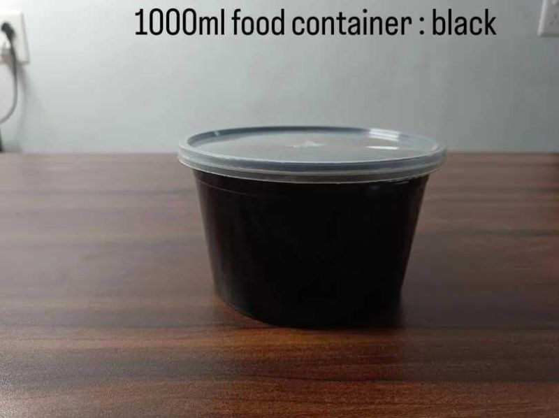 1000 ml Black Reusable Plastic Food Container