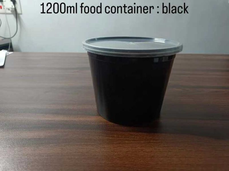 1200 Ml Black Disposable Plastic Food Container