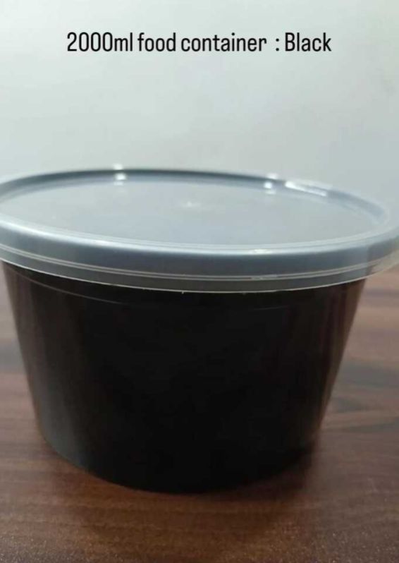 2000 ml Black Disposable Plastic Food Container