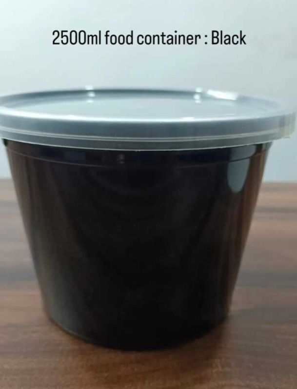 2500 ml Black Disposable Plastic Food Container