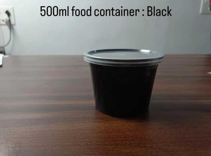 500 ml Black Disposable Plastic Food Container