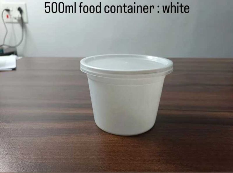 500 Ml White Reusable Plastic Food Container