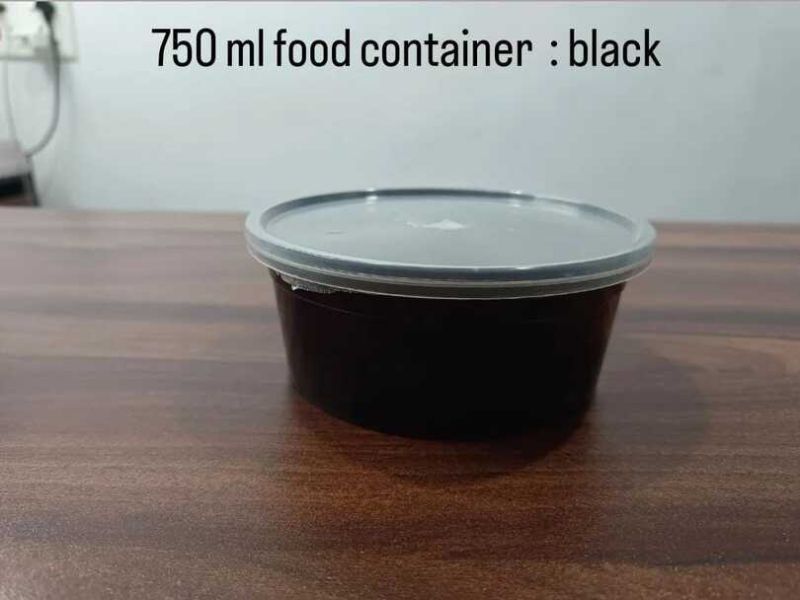 750 ml Black Disposable Plastic Food Container