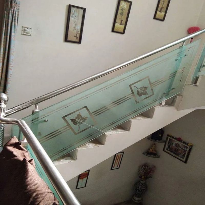 304 Stainless Steel Glass Railing, for Home, Position : Stairs