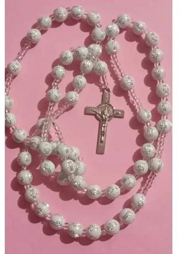 White Beaded Chain Rosary