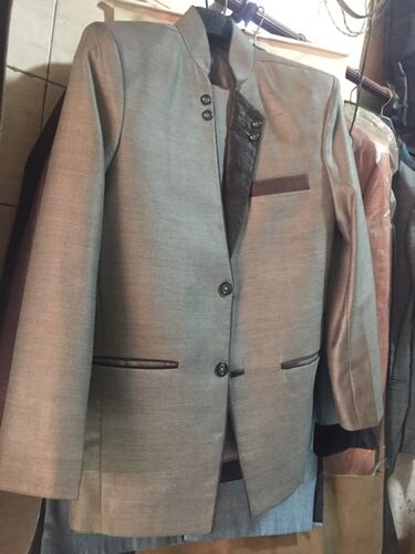 Plain Cotton Mens Leather Collar Blazer, Feature : Exquisite design, Highly demanded