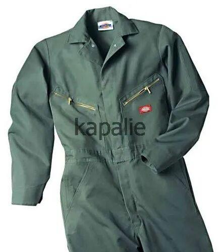 Polyester Cotton Collar Neck Safety Dangri Suit, Color : Green