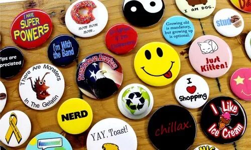 Metal Printed Button Round Badges, Size : 32/44/56/75MM