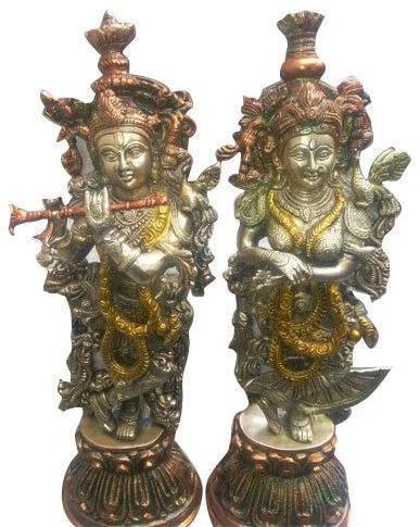Brass radha krishna statue, for Interior Decor, Packaging Type : Wooden Box