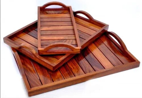 Wooden tray, Shape : Rectangular