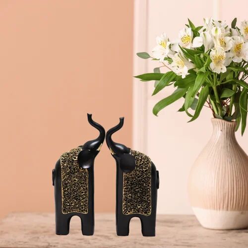 Resin Elephant Statue, for Decoration, Color : Black