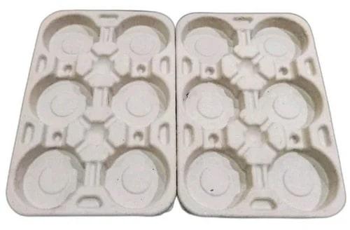 Grey Moulded Pulp Cup Tray, Shape : Rectangle