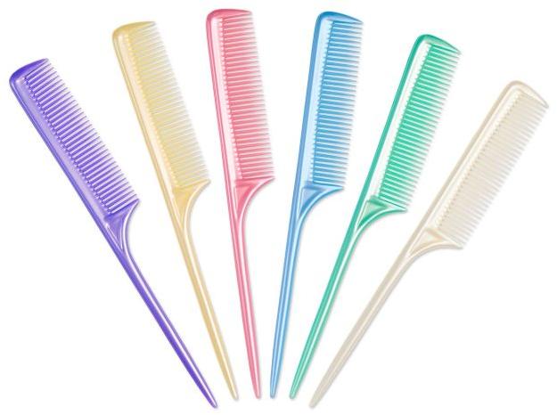 Plastic Tail Handle Comb, for Hair Use, Shape : Rectangular