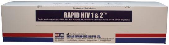 BIOLAB Hiv Test Kit, for Clinical, Hospital, Professional, Feature : High Accuracy, Easy To Use