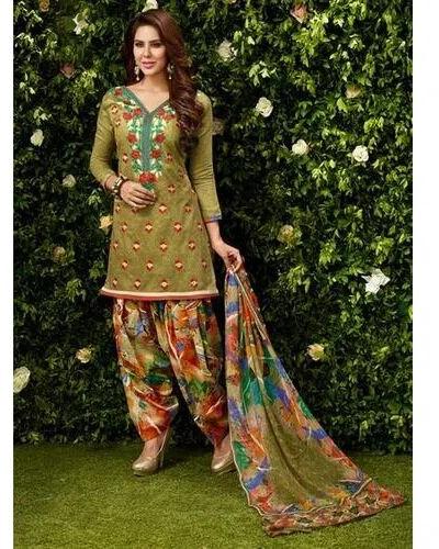 Cotton Embroidered Suit, Size : All Sizes