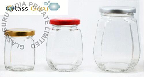 Crown Honey Glass Jar, Color : Transparent