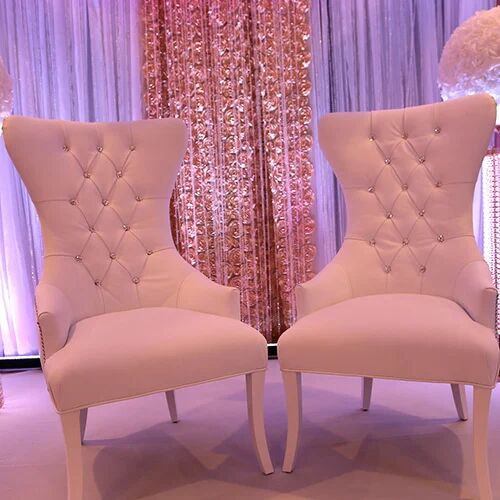 Leather Wedding Chairs, Color : White, Gold