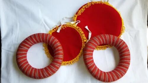 Velvet Fabric Tabla Ring Pads, Color : Red