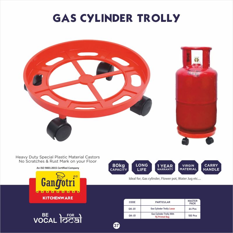 Plastic Gas Cylinder Trolley, Shape : Round