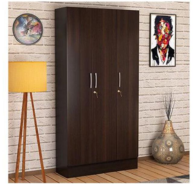 3 Door Wardrobe, Color : Wenge