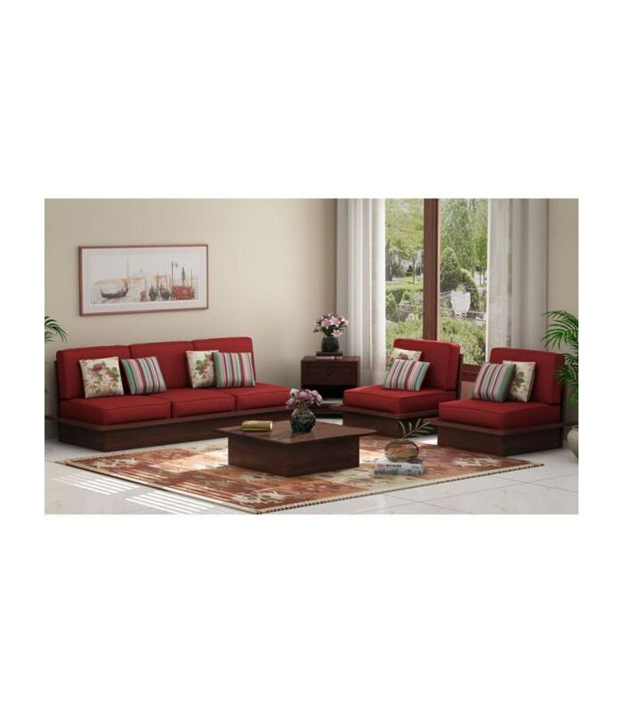 Teak Wood Sofa Set Color Red At Rs