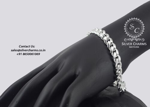 Curb Silver Chain Bracelets