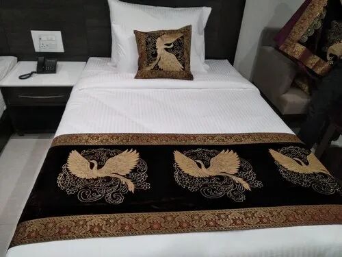 Silk embroidered bed runner
