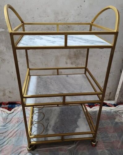 Iron Serving Trolley, Color : Golden